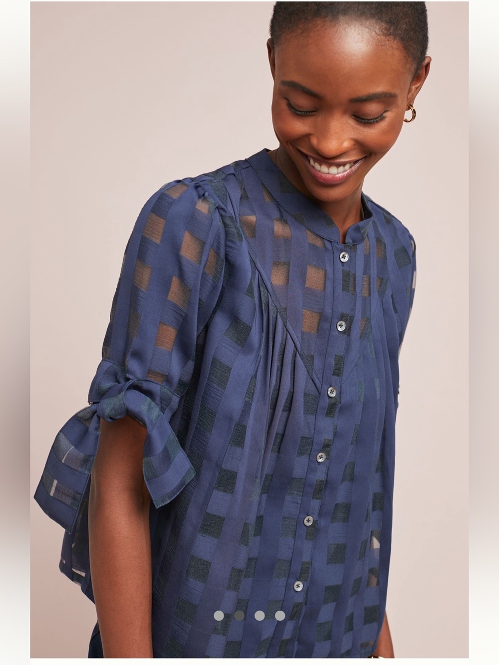 Anthropologie current air button down windowpane blouse
